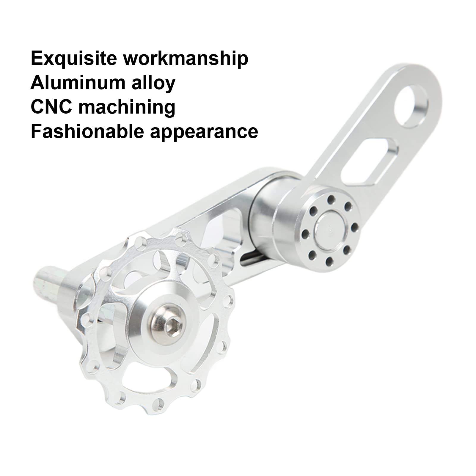 Ymiko Single Speed Chain Tensioner, Aluminum Alloy Foldi Folding Chain Stabilizer Chain Tensioner for Single Speed Folding (Silver)