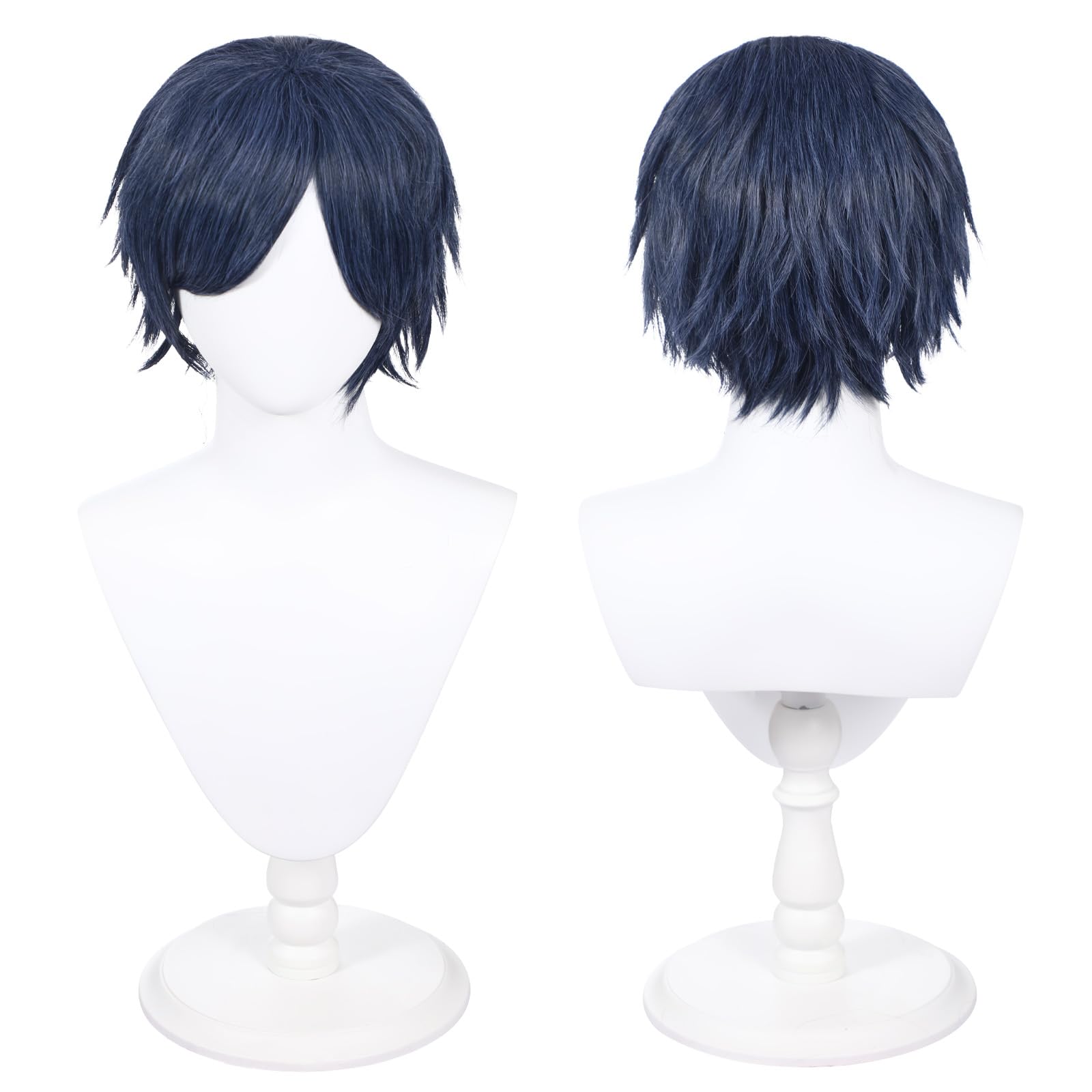 30cm lange Perücke, universelle Anime Kostüm Cosplay Perücke, perfekt für Partys, den täglichen Gebrauch, Festivals und Halloween (Mitternachtsblau)