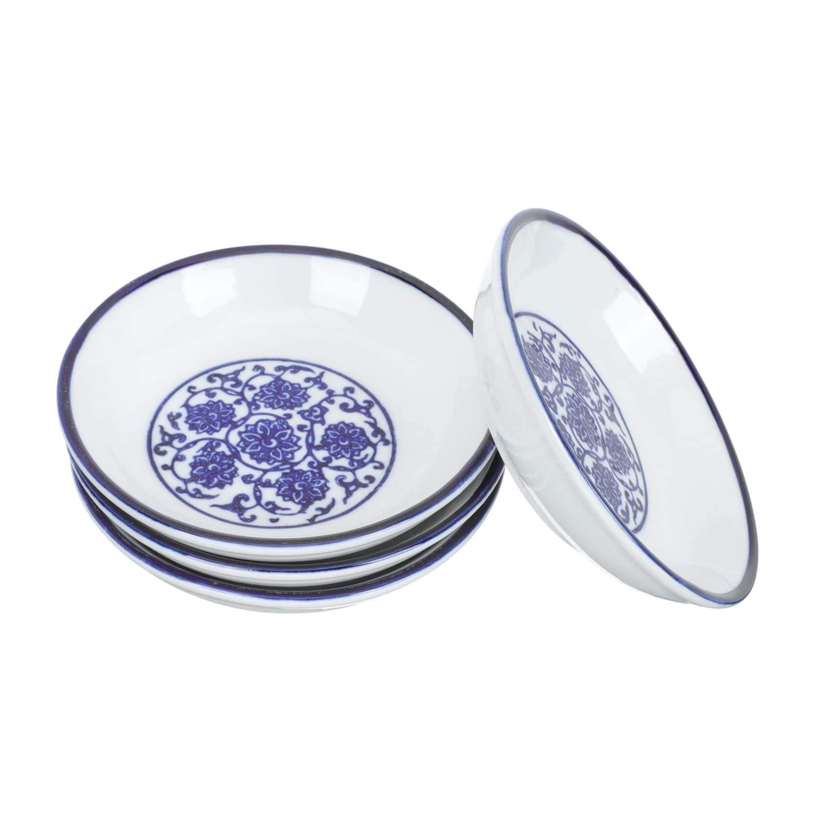 Unomor 4pcs Seasoning Dish Side Dish Bowls Vinegar Dipping Holders Hand Painting Sauce Dish Simple Spice Dish Dipping Bowls Sauce Cups Tableware Flatware Condiment Dish Ceramics re-usable