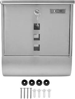 Mail Box,Steel Key Lock Mail Boxes Outdoor,Stainless Steel Mailboxes with Sturdy Key Lock,European Style Narrow Slot Stainless Steel Hanging Locking Mailbox for Outside Garden