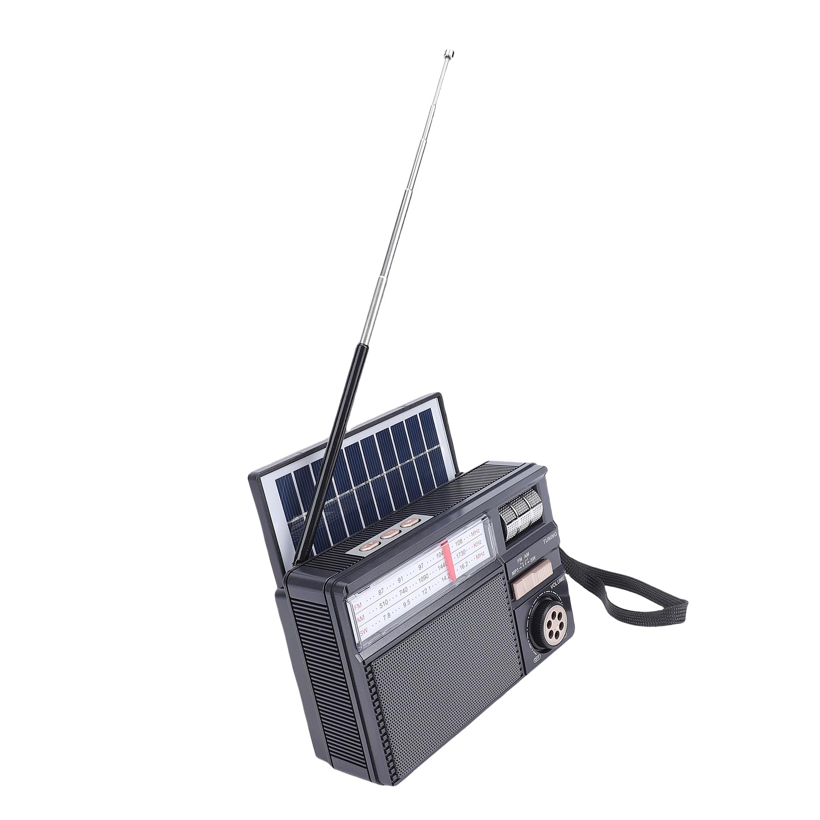 Gugxiom Solarne Radio Bluetooth, Przenośne Radio AM FM SW z Panelem Słonecznym, Akumulatorowy Głośnik Zewnętrzny na Kemping, Obsługa Odtwarzania Kart USB/TF (BLACK)