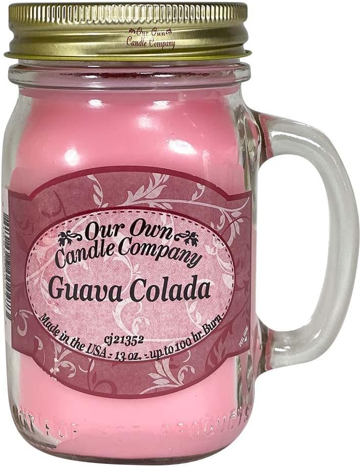 Our Own Candle CompanyGuava Colada Scented Mason Jar Candle, 100 Hour Burn Time, 13 Ounces
