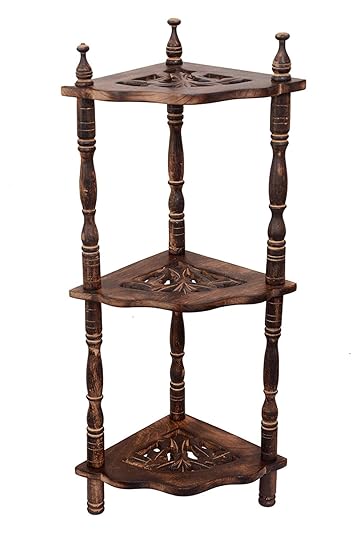 CraftOnline 3-Tier Mini Corner Rack/Wooden Side Table/Shelf/Wood Shelf ...