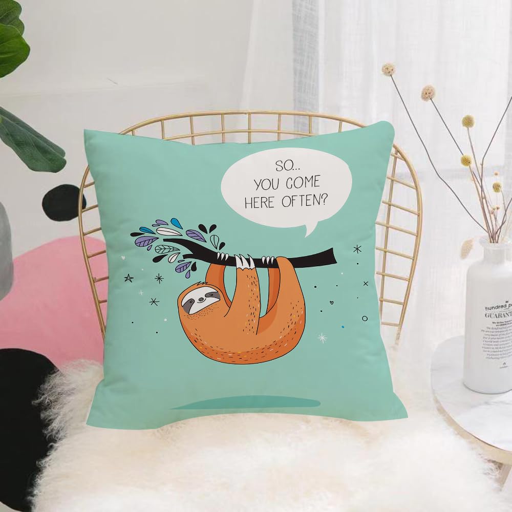 HYMSXW Cushion Cover,Throw Pillow Case Home Decorative for Living Room Bedroom Sofa Chair 20X20 Inch,Cute hand drawn sloths funny vector illustrations p and greeting card,Pillowcase 50X50cm