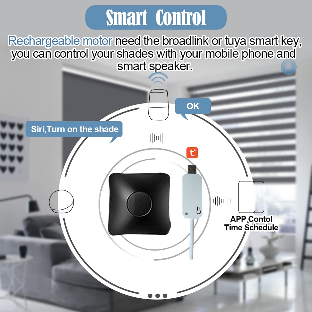 TIPIACE Smart Hard-Wired o Ricaricabile Tende Motorizzate Lavora con Alexa, Telecomando Full Blackout Tende in Tessuto Impermeabili Ombre per Windows (light blue 82010S)