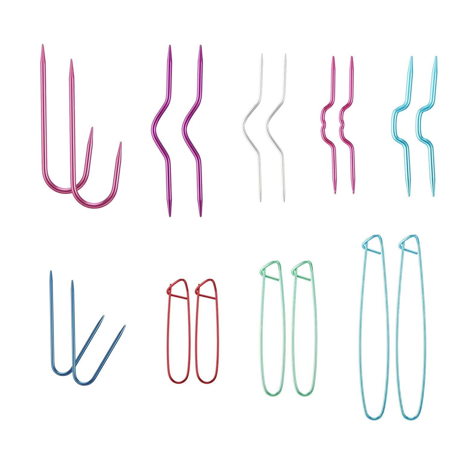CTRLZS 18 Pieces Cable Holders Aluminum Cable Needles Bent Tapestry Yarn Needles Cable Knitting Needles