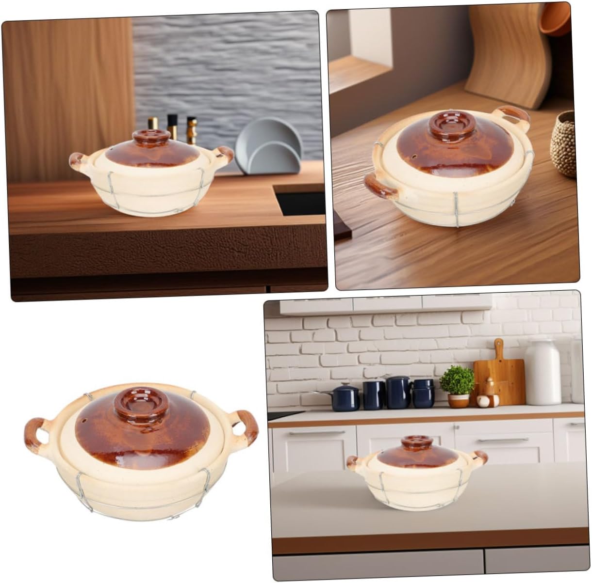 2pcs Clay Casserole Dish Single-handle Cooking Pot for Chinese Rice Dishes High-temperature Resistant Clay Cookware Secure Grip for Home Kitchens