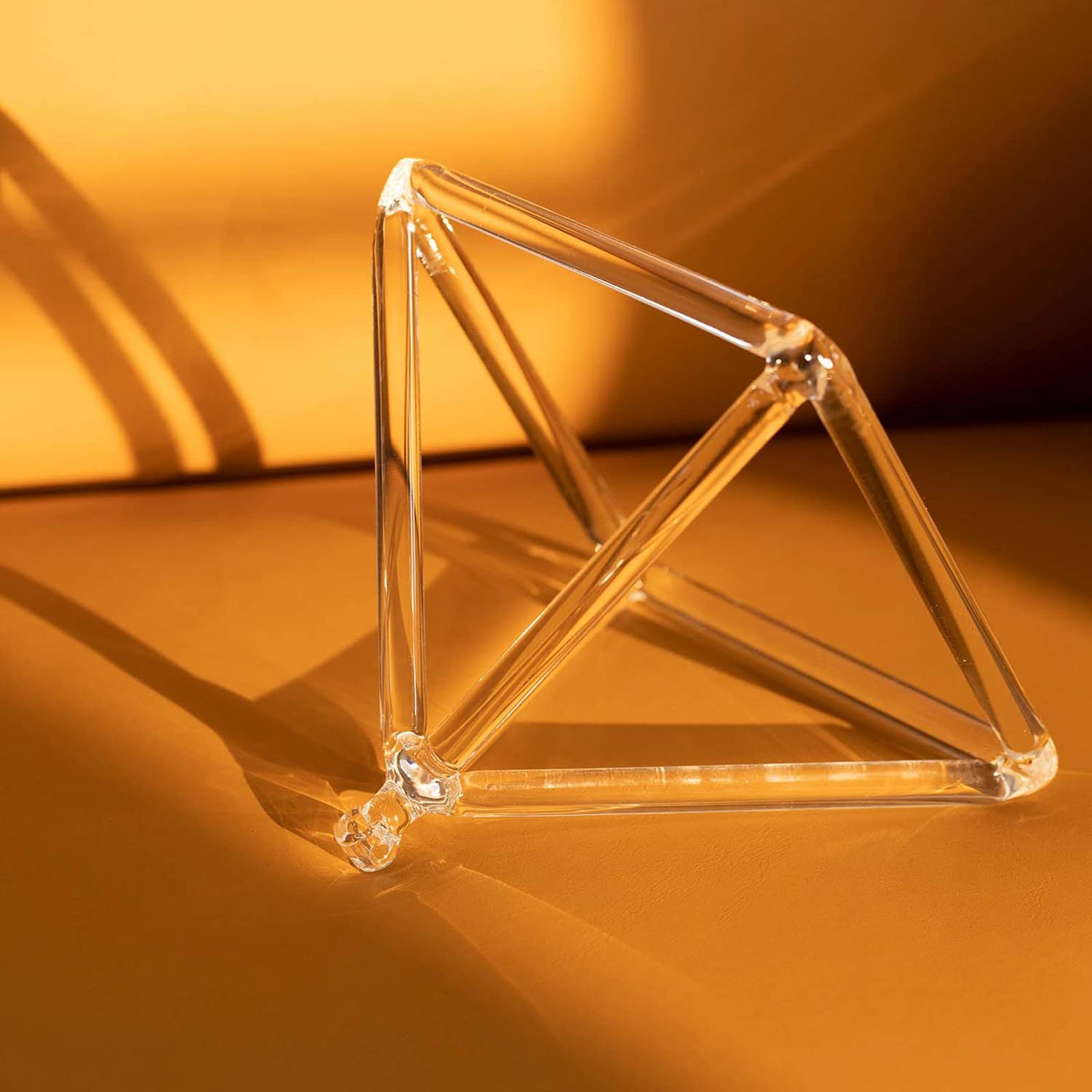 Hye-eun Piramide di cristallo da 8 pollici in quarzo trasparente con asta sonora di cristallo e corda viola, per terapia acustica, meditazione e lavoro energetico