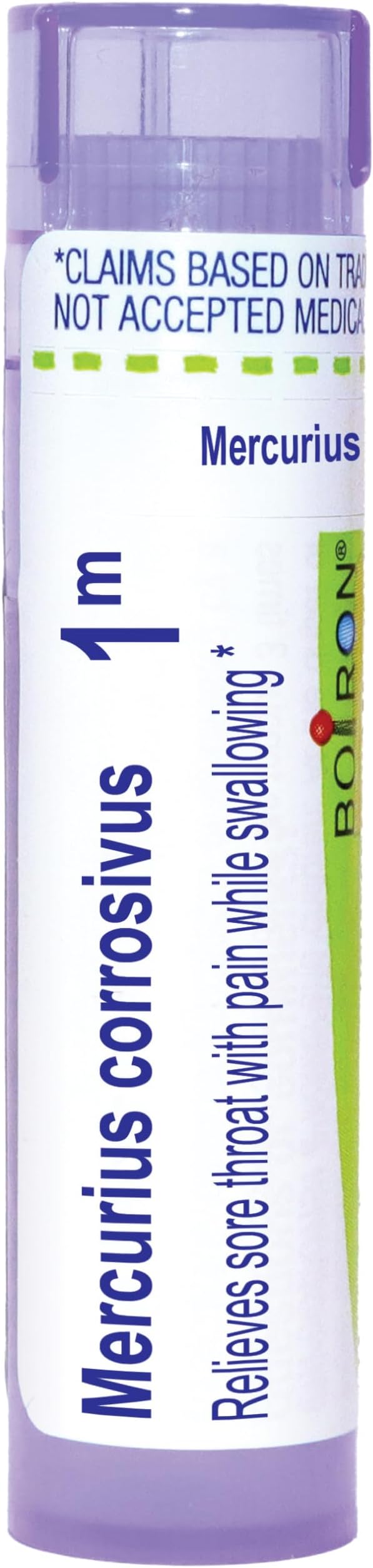 Boiron Mercurius Corrosivus 1M Homeopathic Medicine for Sore Throat with Pain While Swallowing - 80 Pellets