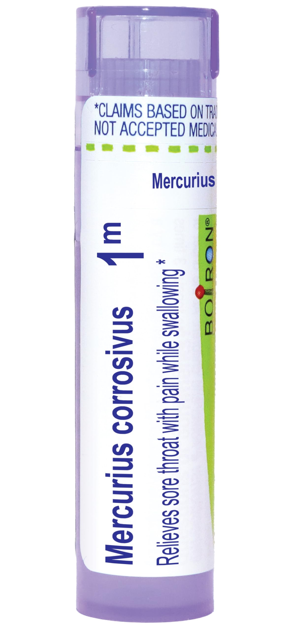 Boiron Mercurius Corrosivus 1M Homeopathic Medicine for Sore Throat with Pain While Swallowing - 80 Pellets