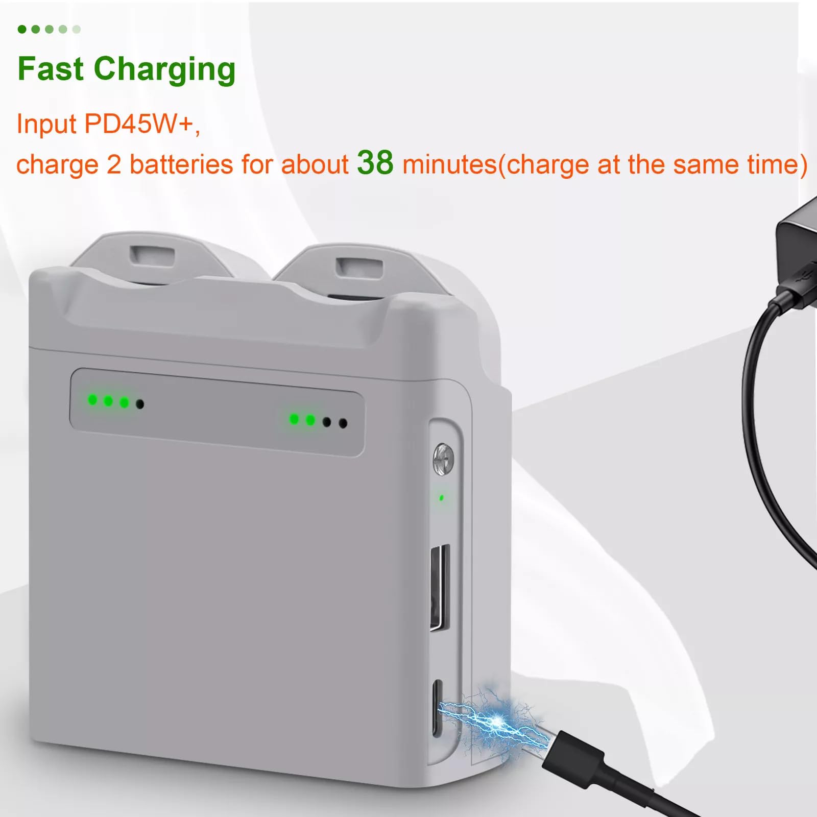 Dua - Cargador de batería con puerto USB, concentrador de carga bidireccional, fuente de alimentación de carga rápida PD para dispositivo USB, adecuado para dron NEO