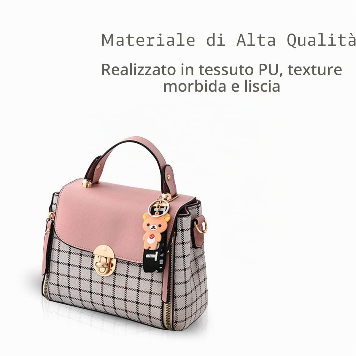 NICOLE & DORIS Borse da donna Borsa a Tracolla Piccola Simpatica Borsa a Spalla Borsetta in PU Pelle Borsa con Cerniera Moda Borsa a Mano rosa