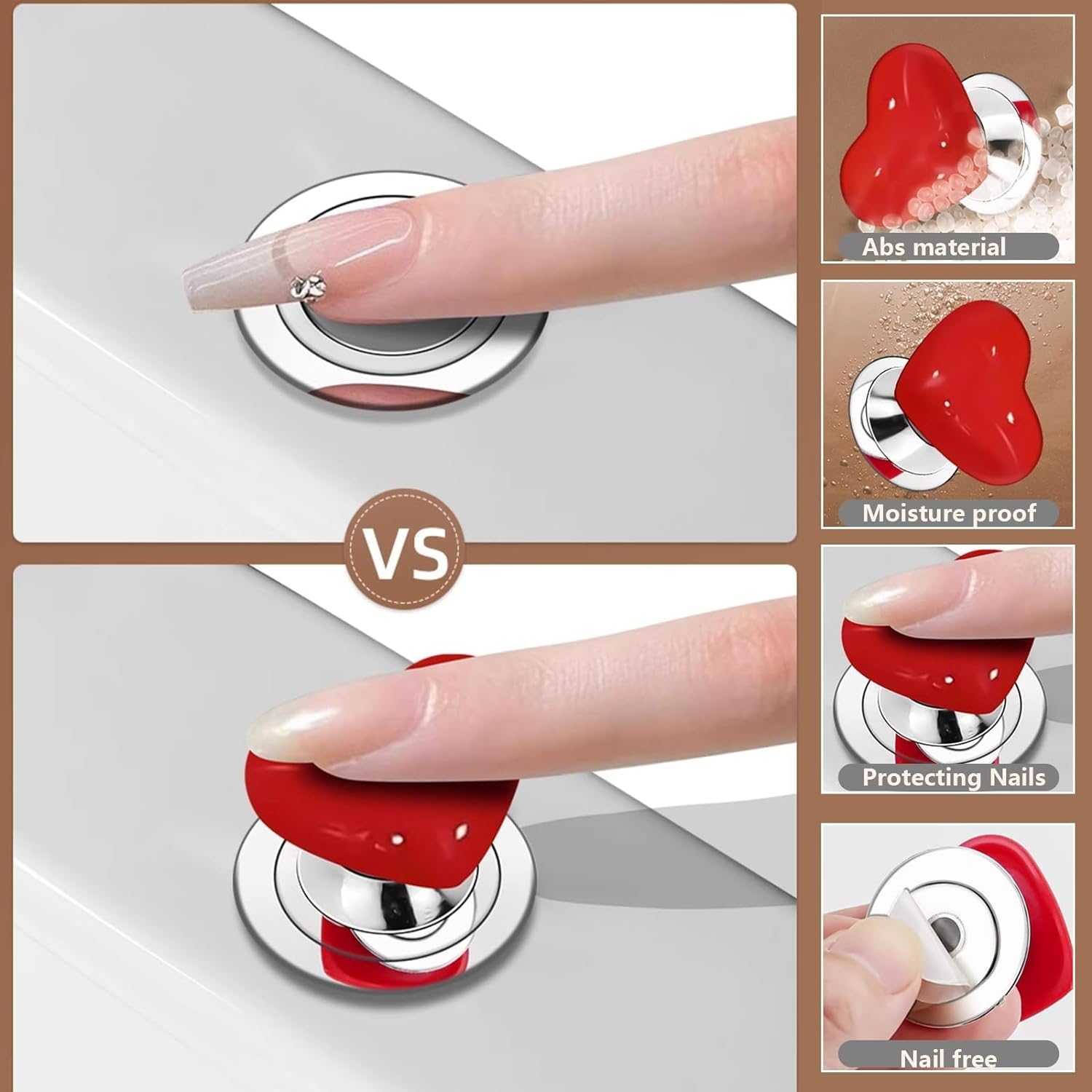 Fenglin-joy Amore a Forma di Cuore Wc Pulsante, 6 pezzi Pulsanti colorati a forma di cuore per lo scarico del WC Pulsante Scarico WC Maniglia per WC a Corma di Amore(bianco/rosso/giallo