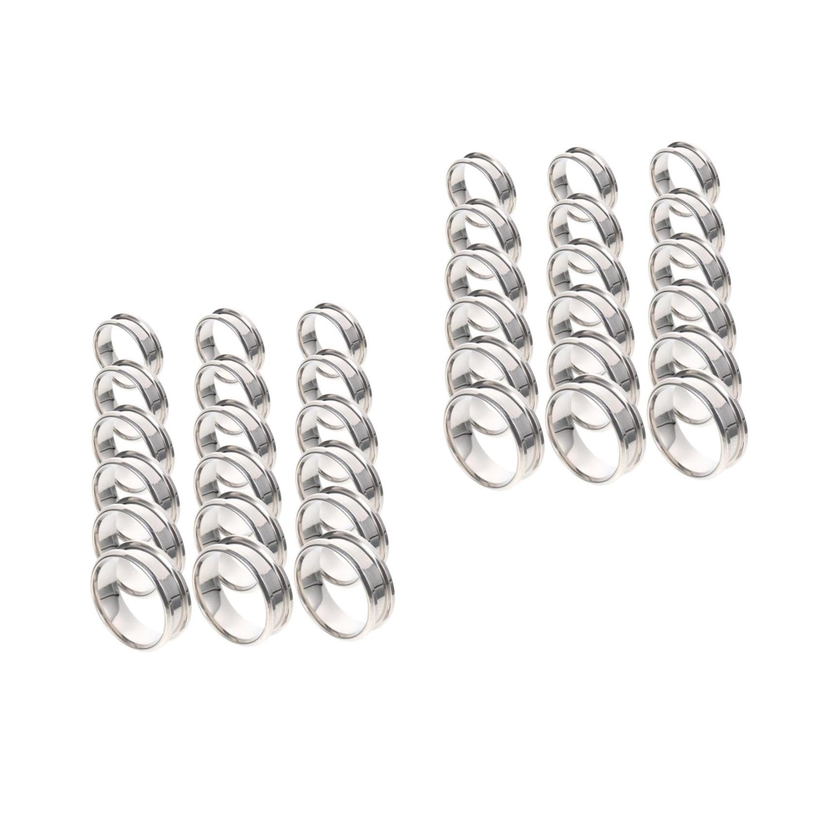 Anneaux acier réglables à personnaliser couleur argentée TEHAUX support bague cabochon 36pcs