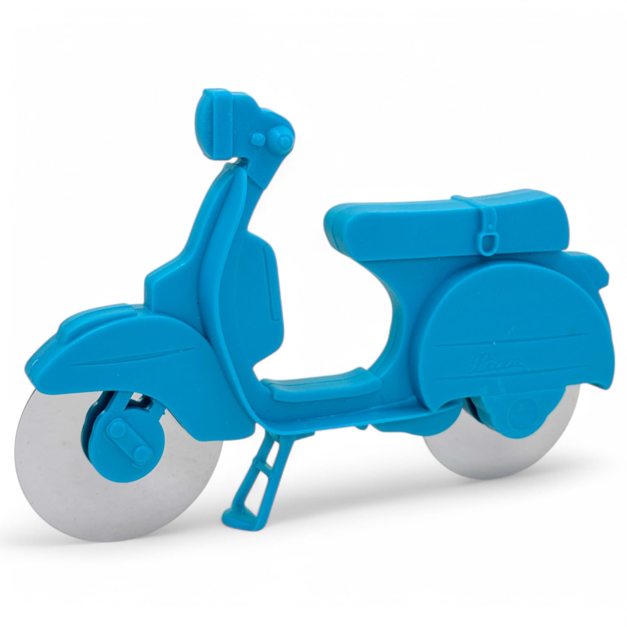MIJOMA Pizza Schneider Scooter - Trendy Pizza Roller in Scooter Design, Stainless Steel Pizza Wheel, Pizza Cutter with Stand, Dishwasher Safe (1, Blue)