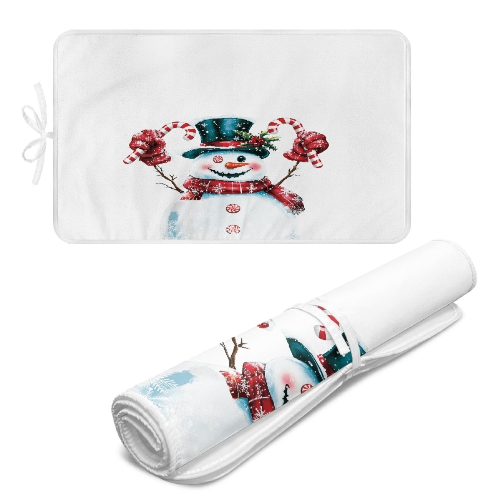 Bügelmatte Roter Schneemann Bügeleinlage Faltbares Hitzebeständig Waschbar Bügelauflage für Tisch und andere Oberflächen Bügelbrett Unterlage rutschfeste Bügeldecke 80x50cm (2 Stück)