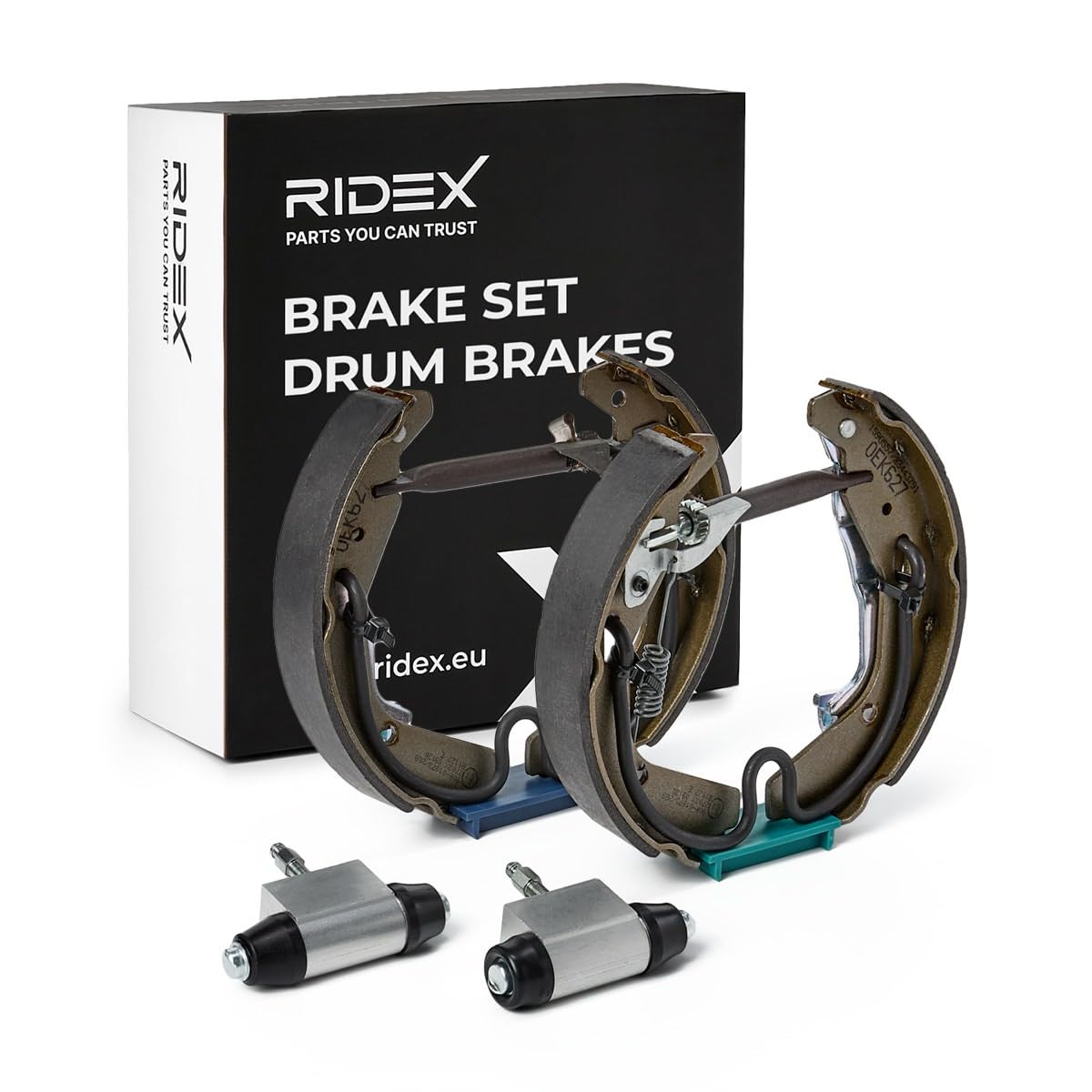 RIDEX 3859B0338 Bremsenset Trommelbremse Bremsbacken Satz mit Radbremszylinder mit Stellelement Hinten Kompatibel mit OPEL AGILA A H00, SUZUKI IGNIS II, SUBARU JUSTY III G3X, VAUXHALL Agila Mk I A H00
