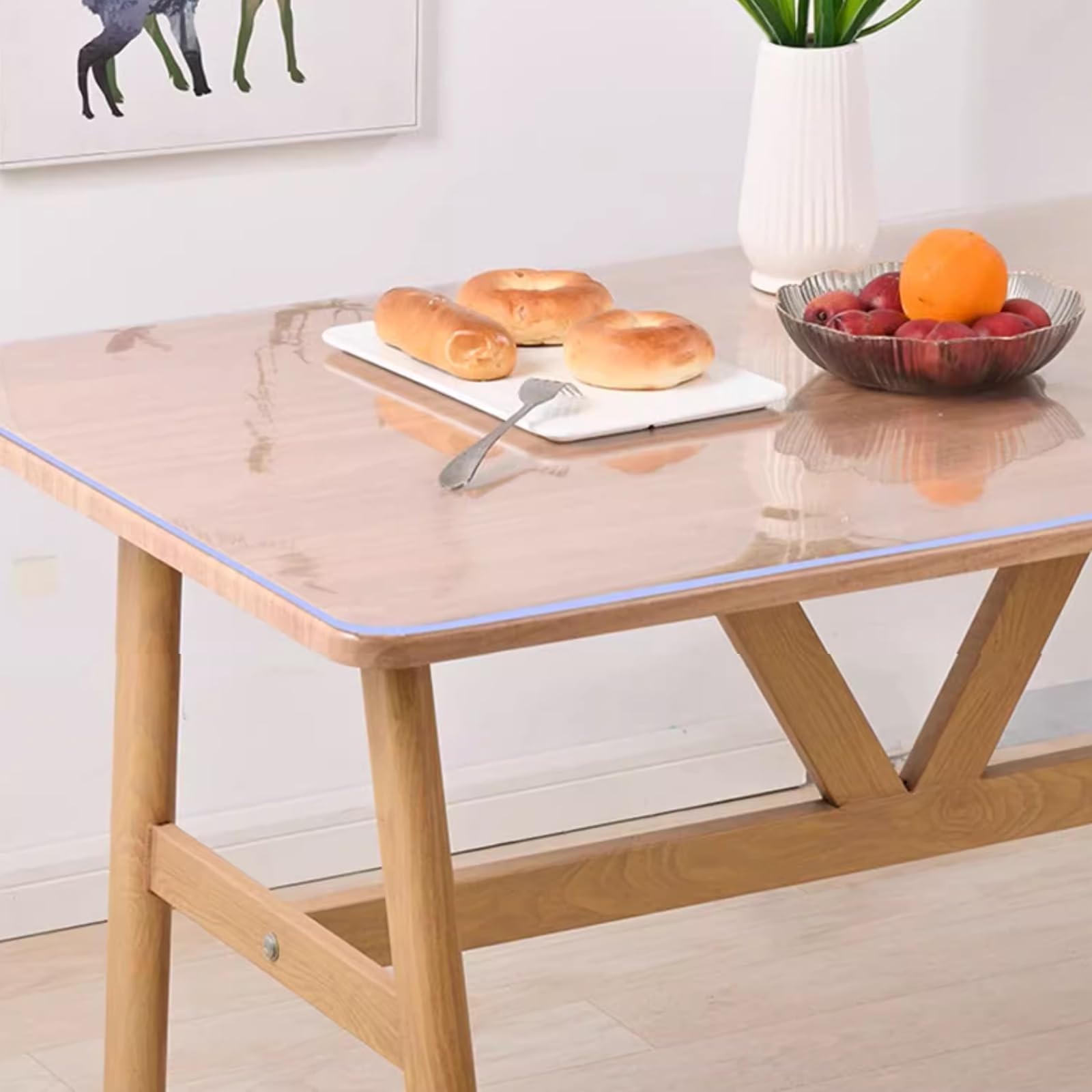 Nappe de table en PVC haute résolution, transparente, imperméable, résistante à l'huile, nappe plate et thermique pour cuisine, salle à manger (65 x 100 cm / 26x39in)