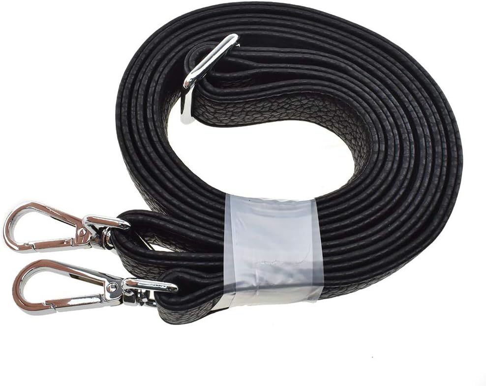 HAHIYO Adjustable Pebbled Black Leather Purse Chain Strap Length 31.5-55.1 Inch Silver Hardware for Shoulder Cross Body Sling Purse Replacement Comfortable 1 Inch Wide 4.7mm Extra Thick 1 Pack