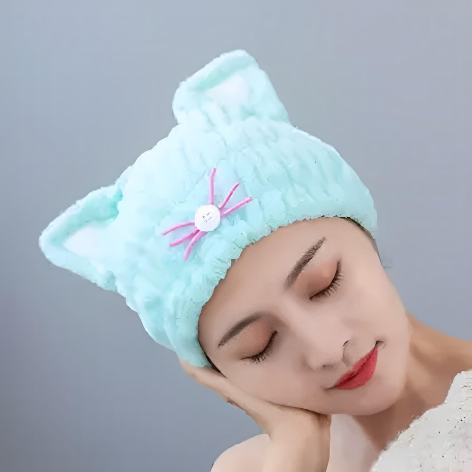 Amazon｜MIMIA タオルキャップ 2個セット 猫耳 ねこ ネコ耳