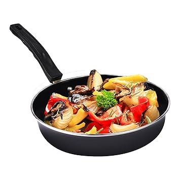 Kashvi Saute Fry Pan - Nonstick Frying Pan | Induction Bottom Cookware Set for Home, Kitchen, Restaurant, Dhaba | Black, PFOA Free