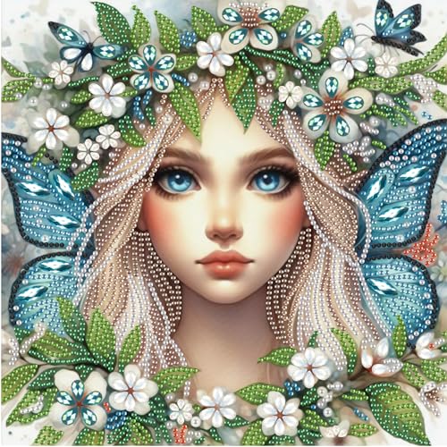 Image of AiYuanzsh Diamond Art Kits for Adults Pretty Princess Butterfly Fairy, 5D Special Shape Diamond Painting Kit, Unique Diamond Art Kit for Beginners DIY Craft Wall Decor Gift 12x12 Inch