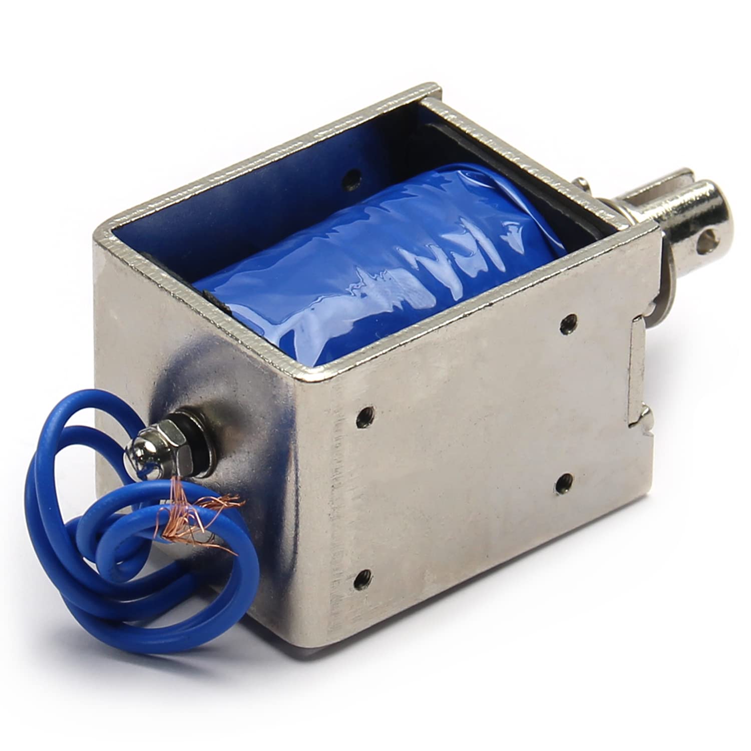 Fielect DC 24V 3A 60N Push Pull Solenoid Electromagnet, 10mm Stroke, Open Frame, Linear Motion, JF-1250B-24V