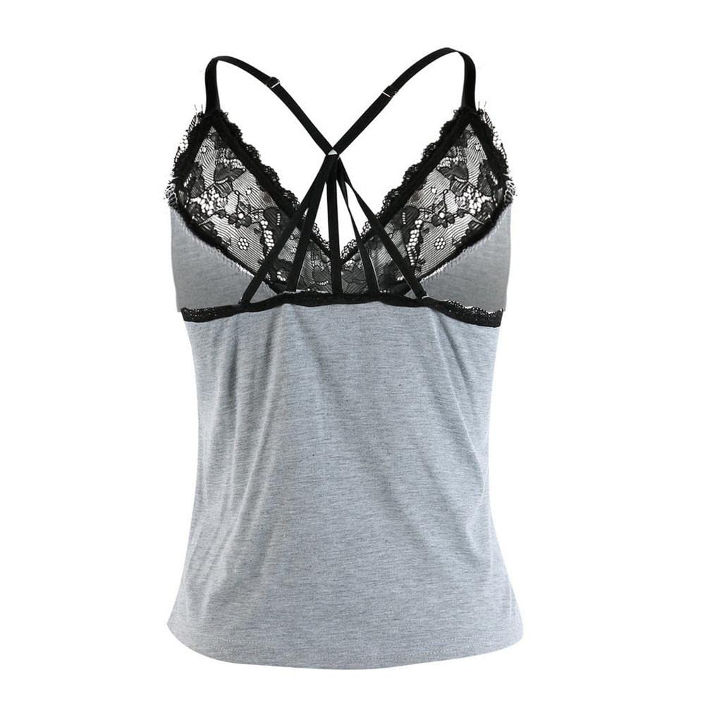 ADITAM Pigiama Corto da Donna in Pizzo Floreale con Canotta e Pantaloncini da Notte Morbidi e Larghi, Pigiama Casual Estivo da Donna, Grigio Double The Comfort