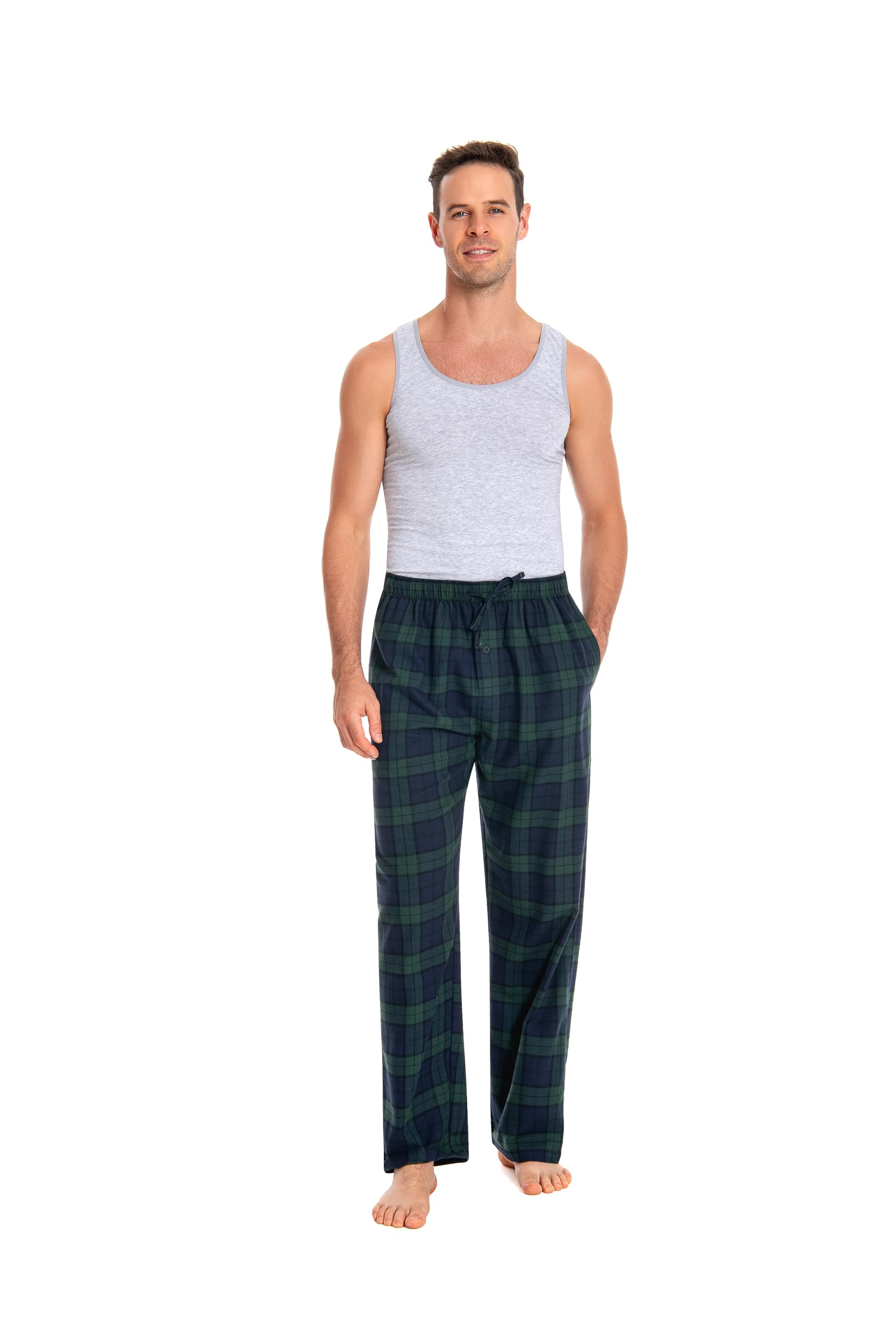 JTPW Men's 100% Cotton Flannel Sleep Pajama Pants With Pocke