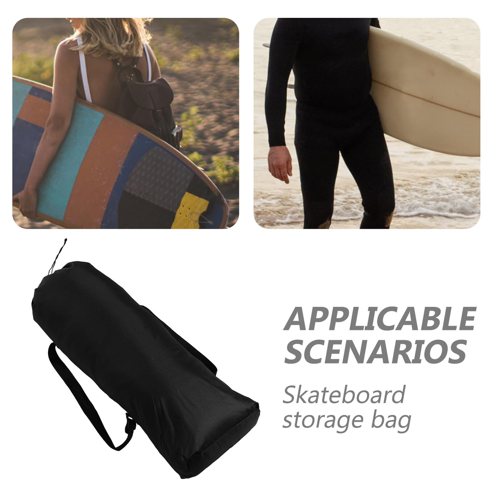 VANZACK Zaino Porta Skateboard in Poliestere 92x38 Cm con Tracolla Regolabile, Borsa da Skateboard a Doppio Scomparto per Trasporto Longboard e Accessori, per Sport Outdoor e Viaggi