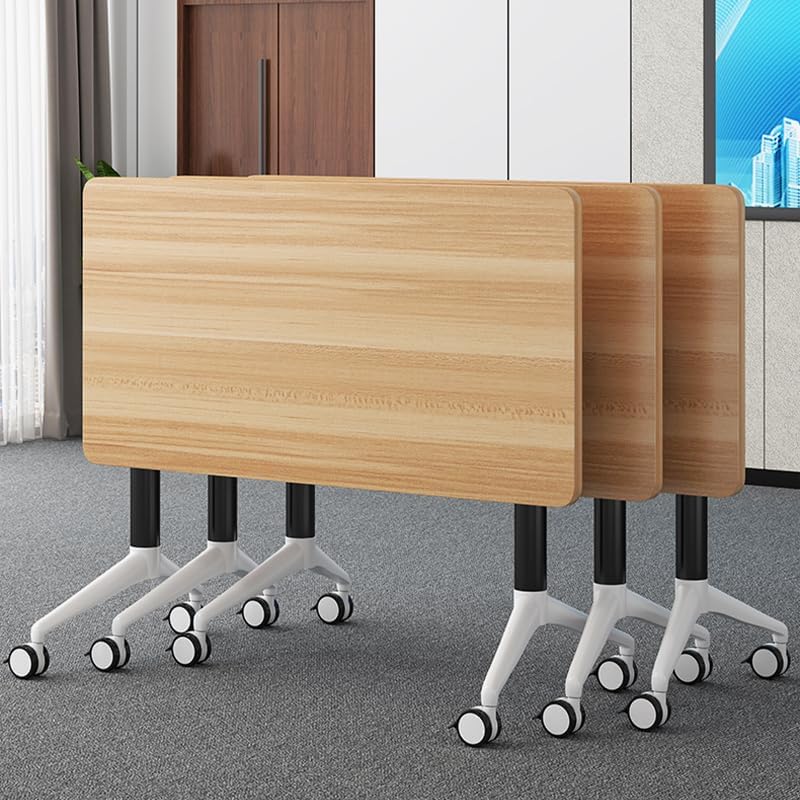 Alfalfalulu Conference Table, Folding Conference Room Tables with Flip-Top Design, Mobile Rectangular Modular Tables for Office Meetings and Training Sessions (Yellow, 55.1×23.6×29.5in)