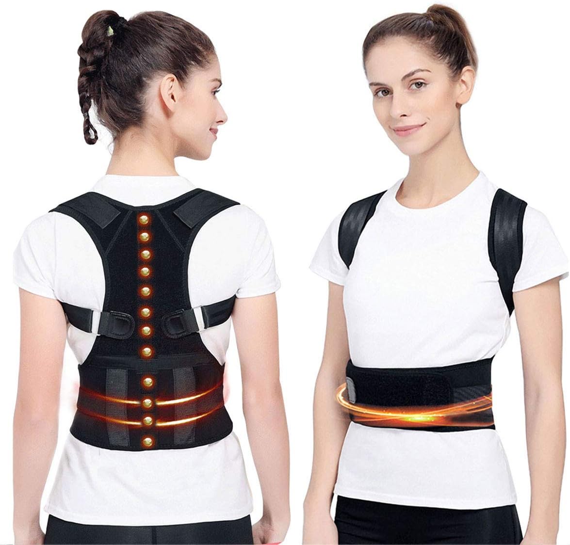 Magnetic Posture Corrector Back Brace, Magnetic Therapy Support for Back Neck Shoulder and Upper Back Pain Relief Perfect Posture Brace for Cervical and Lumbar Spine Fully Adjustable Belt and Straps