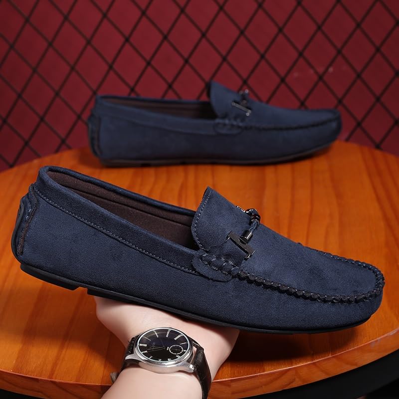 Loafers for Men Round Toe Suede Moccasins Driving Loafers Stitching Details Slip Resistant Comfortable Anti-Slip Prom Fashion Slip-on4