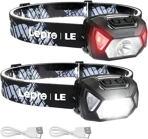Lepro LE Headlamp Rechargeable, LED Head Lamp with 6 Modes