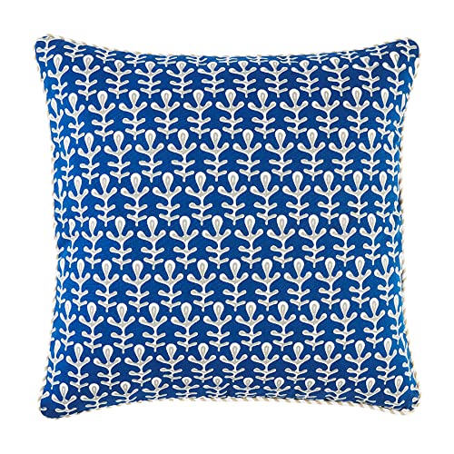 Mud Pie Blue Indigo Pillow, Vine, 20" x 20"