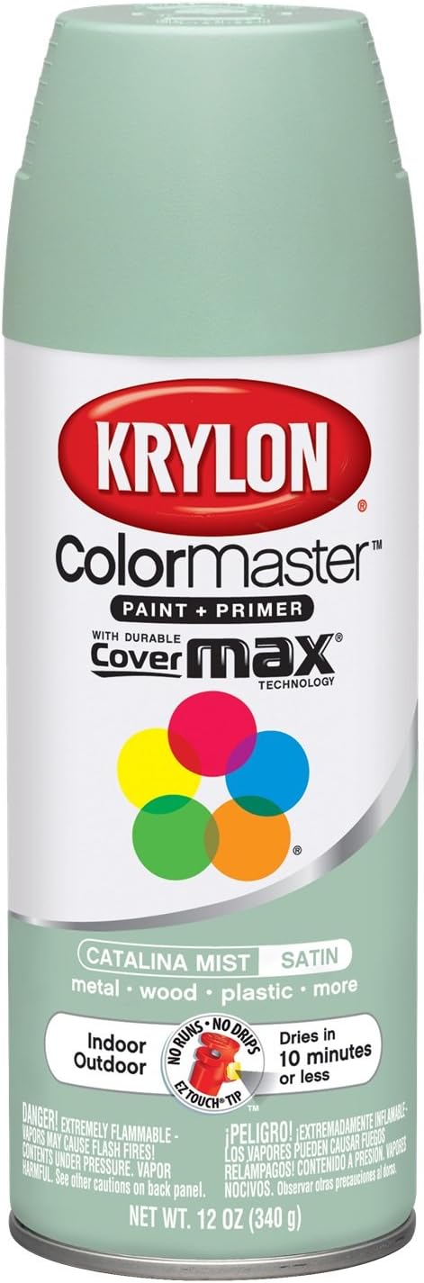 Krylon Colormaster Indoor/Outdoor Aerosol Paint 12oz-Satin Catalina Mist