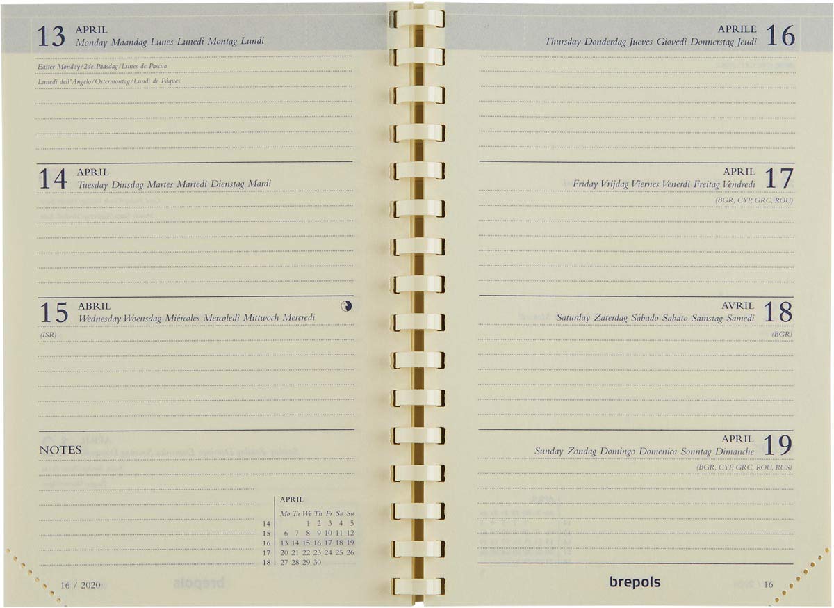Agenda Semainier 2026 BREPOLS KEMPEN - Format Pocket 11x16 Cm - Couverture PU Souple Brun - Weekly Planner Anglais