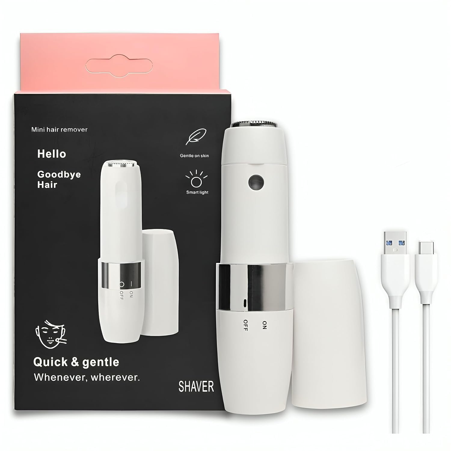 ENINAS Eyebrow Trimmer for Women, 2 in 1 Rechargeable Facial Hair Remover with Replaceable Heads, Professional Painless Personal Hair Removal Eyebrow Razor with Indicator Lights (NEW WHITE)