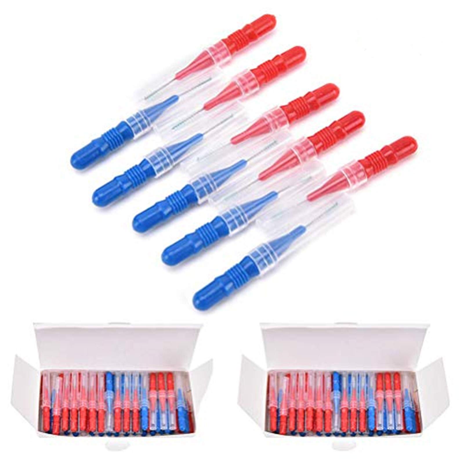 LHKJ 50 PCS Interdental Brush Oral Dental Hygiene Brush,Tooth Cleaner Tooth Flossing Head Soft Picks Healthy