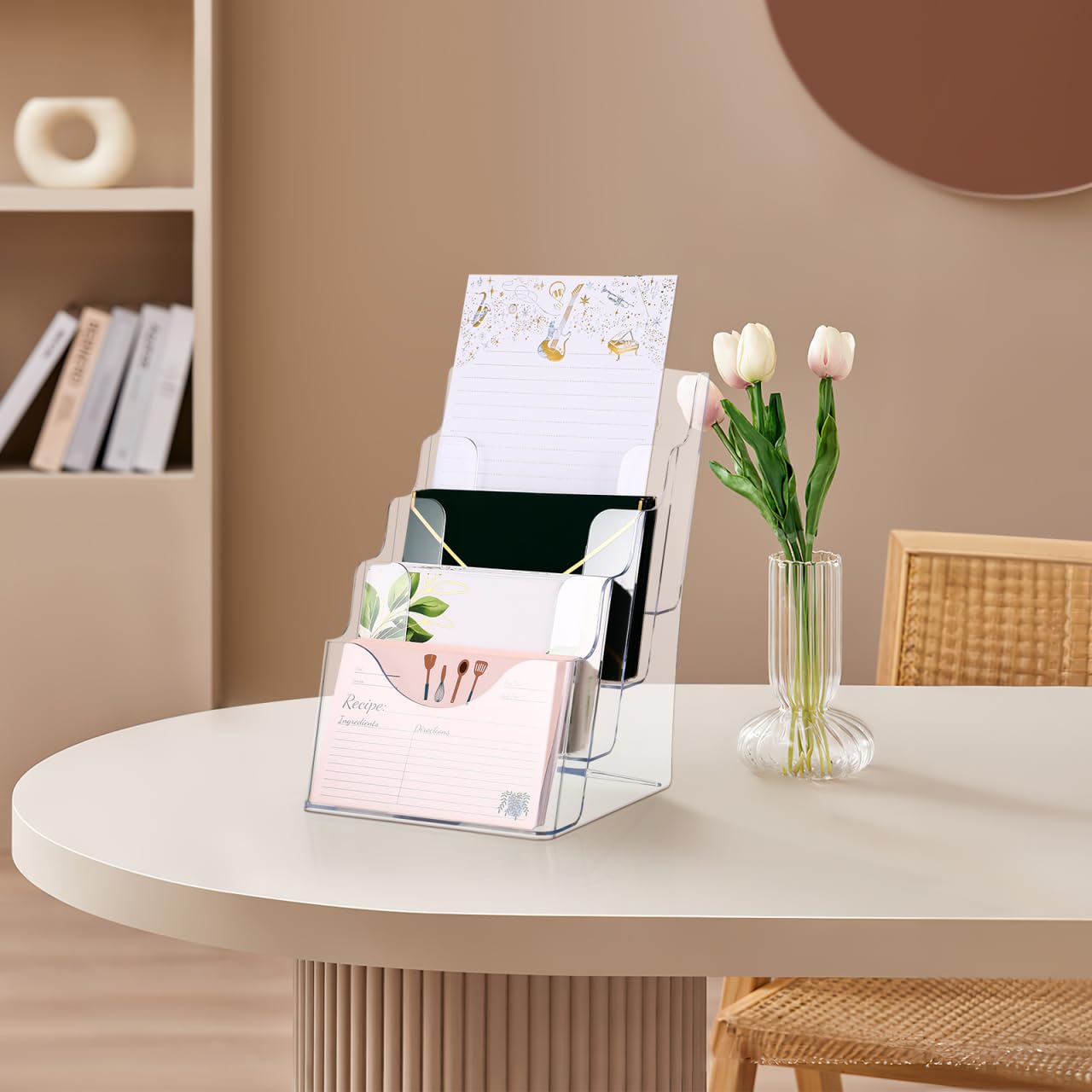 ULTECHNOVO Brochure Holder Stand Clear Literature Organizer Magazine Stand With Removable Divider For 7 X 9 Inch Brochures 4 Tier Pamphlet Display For Wall Mount Or Countertop Brochure Holder - View #9