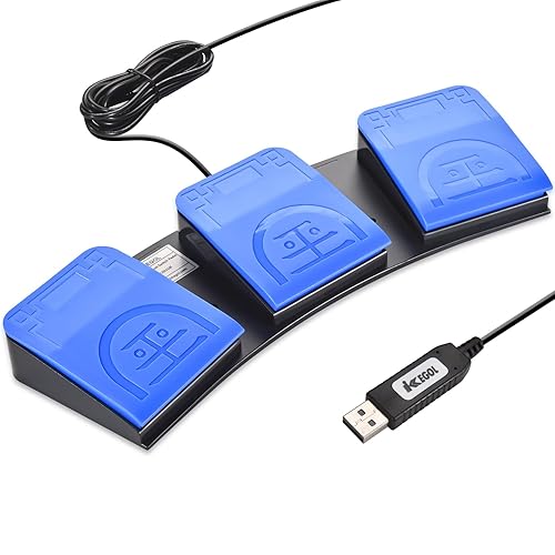 iKKEGOL Interruptor de pedal USB actualizado 2023 para PC, interruptor de pie triple - Control manos libres Teclado programable personalizado tecla