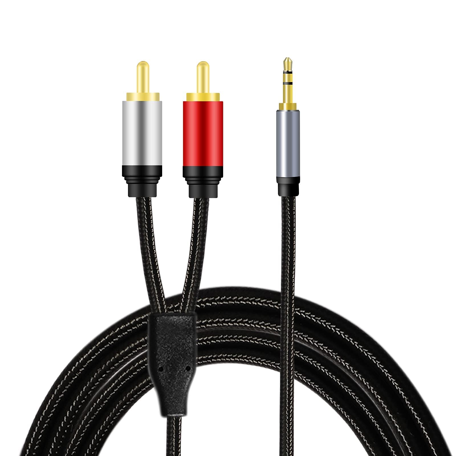 belipro RCA Cable 1.5Ft, 3.5mm Male to 2RCA Male Stereo Audio Adapter Cable Nylon Braided AUX RCA Y Cable for Smartphones,Headphones,Home System,Car