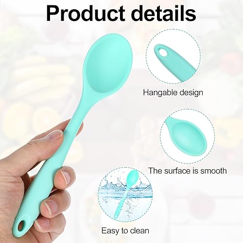 Miniatura 4 de 4 cucharas pequeñas de silicona, cuchara de silicona para cocinar, cucharas resistentes al calor, pequeñas cucharas de cocina antiadherentes,