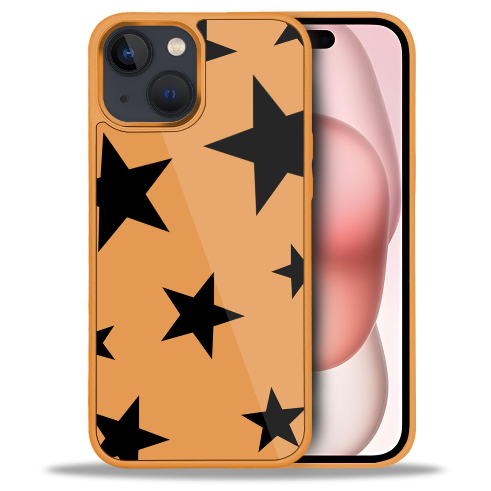 ZHEGAILIAN for iPhone 15 Case, Military-Grade Protection, All-Around Shockproof Corners, Orange Phone Case for iPhone 15 - Five-Pointed Star