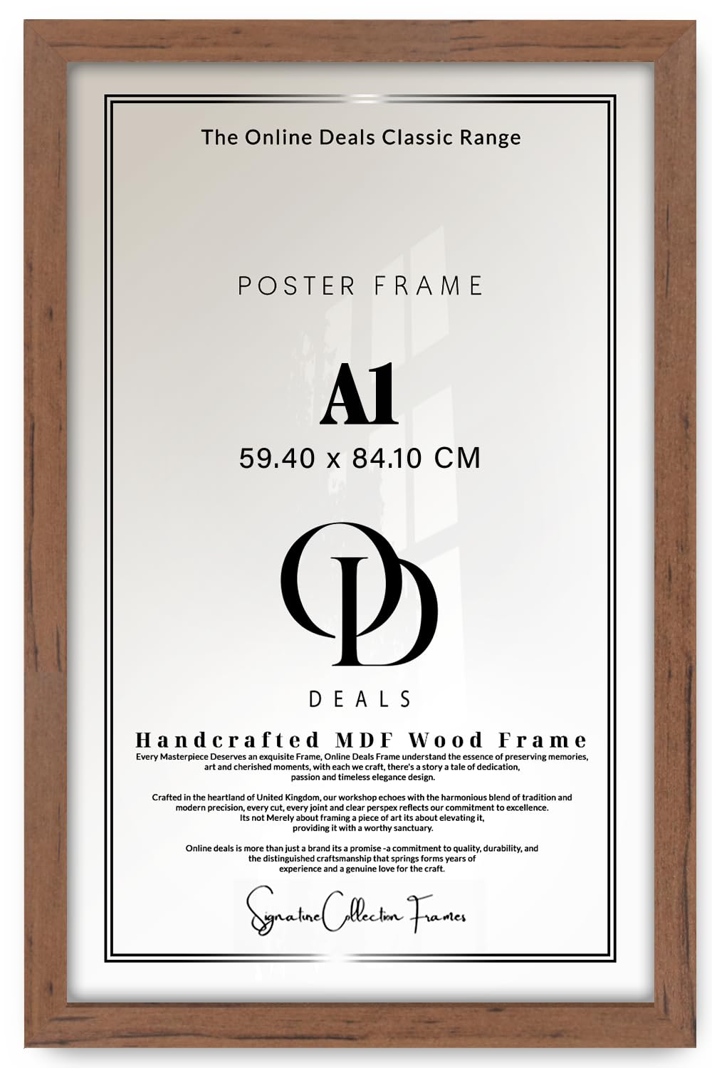 Od Deals Walnut A1 Picture Frame 33X23 Inch (84.1X59.4 Cm) Mdf Flat Frame With Perspex Front | Rich, Traditional & Elegant Frame For Posters, Prints & Wall Décor (Walnut)