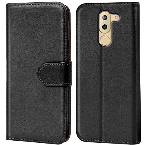 CoolGadget Hülle kompatibel mit Honor 6X Tasche, Rundumschutz Robustes Etui aus Kunstleder, 6X Schutz Tasche - Schwarz Cover