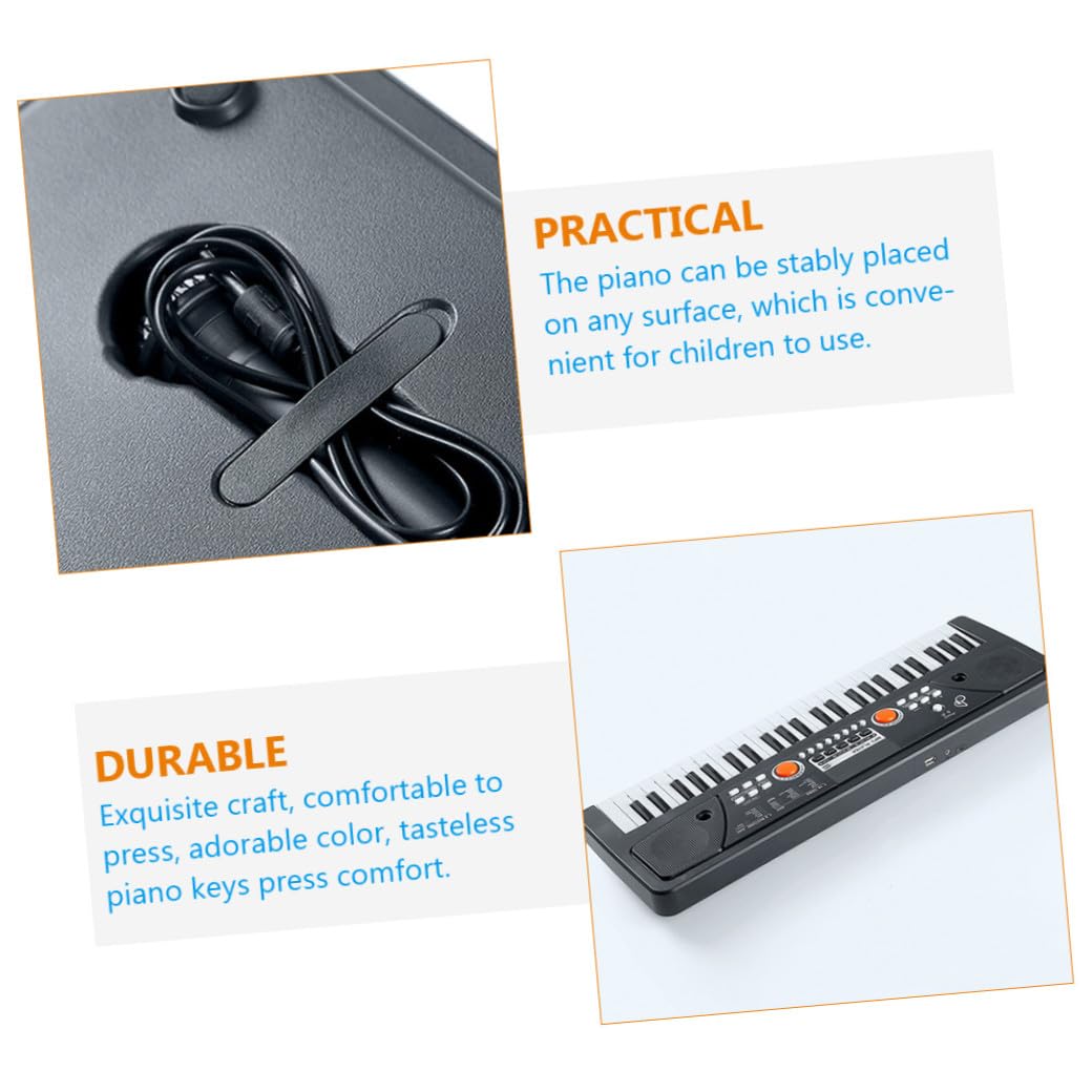 Pianoforte Elettronico per Bambini 49 Tasti Nero in Plastica | Microfono, Tocco Confortevole e Superficie Liscia, per Natale e Compleanno