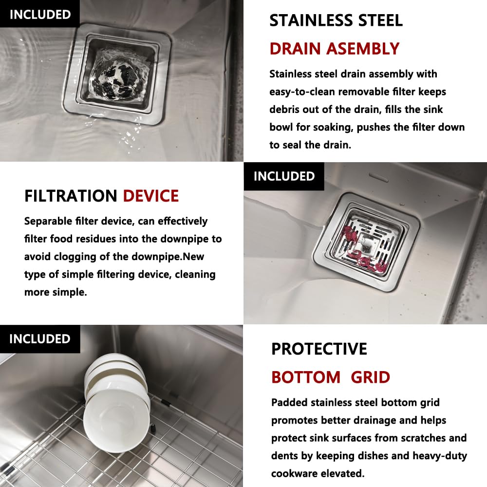 Undermount Stainless Steel Utility Sink Abironl 21" x 18" x 12