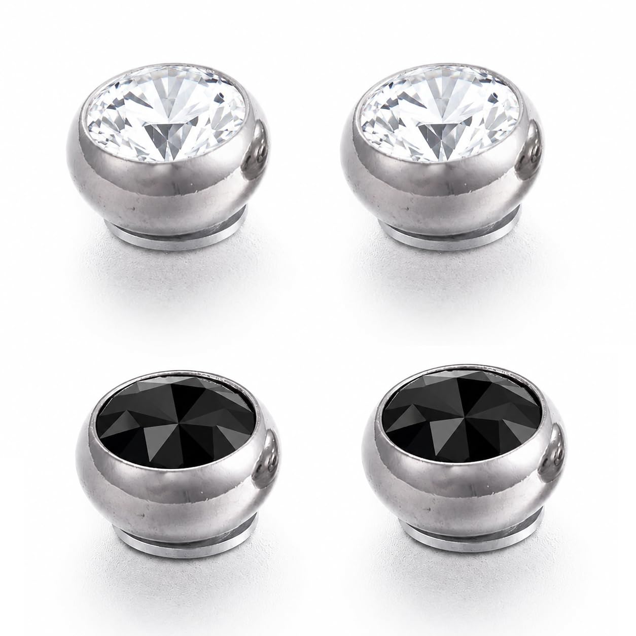 8mm Clip-On Magnetic No-Piercing Required Stud Earrings For Men And Women (ER3098) 2 Pairs-image-7