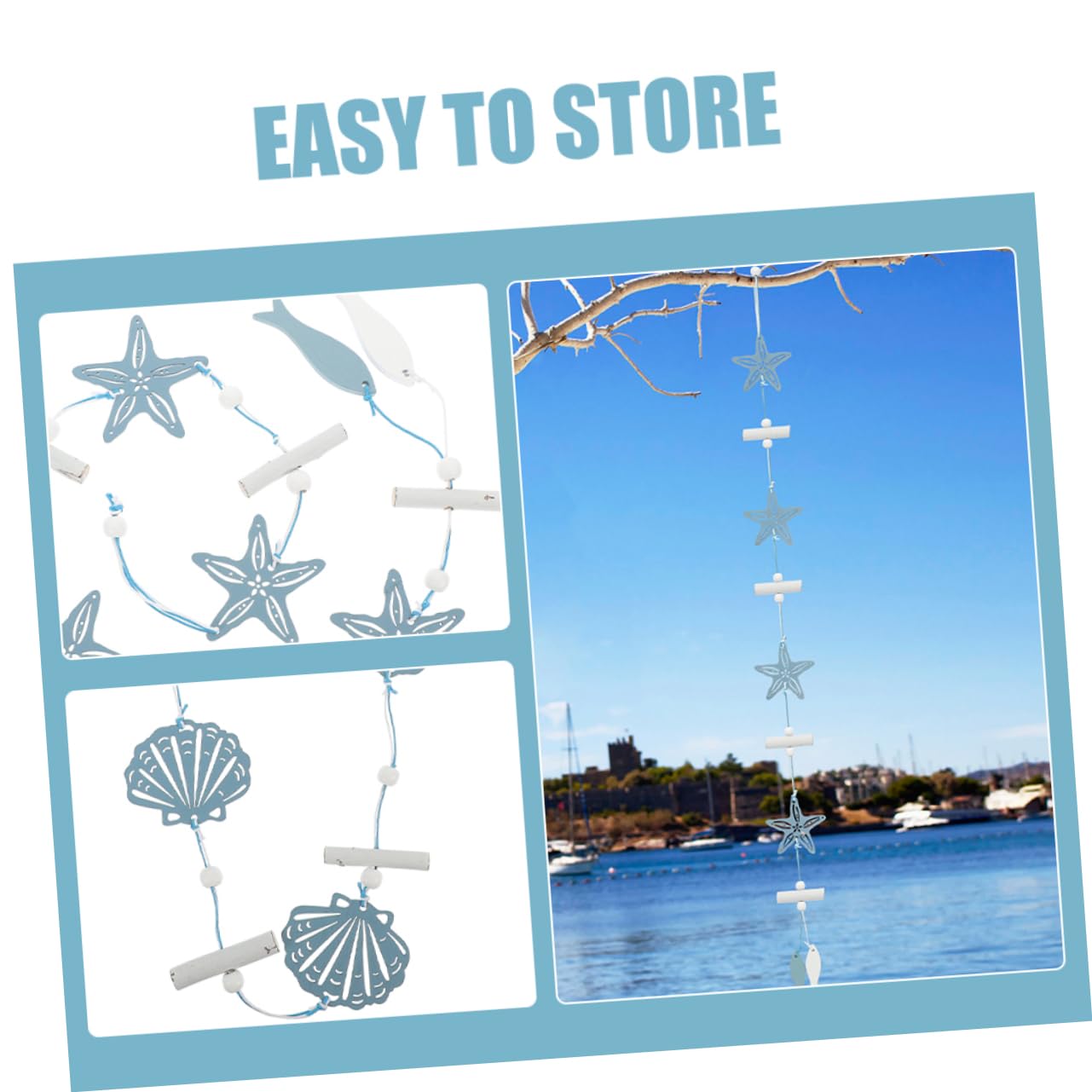 FUNOMOCYA 2Pcs the mediterranean Nautical Bathroom Decor ocean crafts wooden pendant shell wooden decoration Ornament Beach Decor For Bedroom wreath decor - Image 4